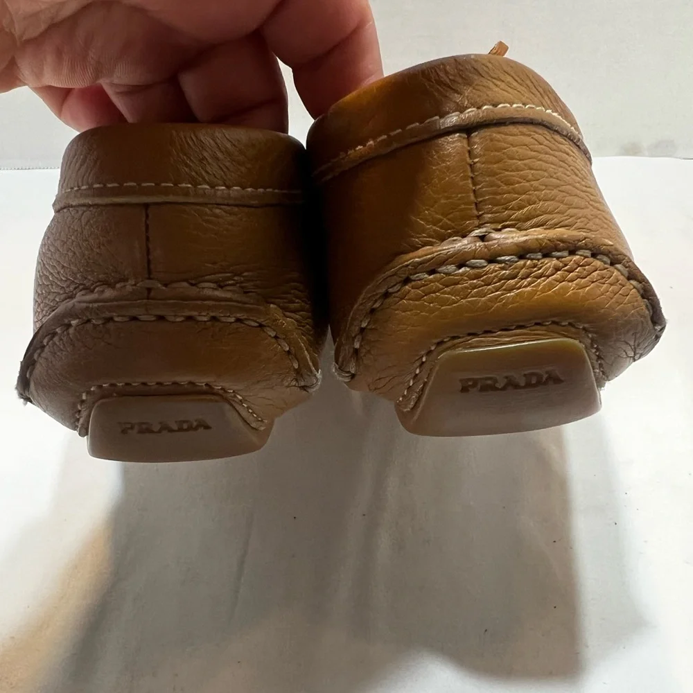 Prada Women's Brown Leather Loafers Size 6.5 - Picture 3 of 8